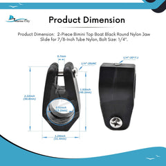 Marine City Bimini Top Boat Jaw Slides Black Nylon Corrosion-Resistant (2 Pcs)