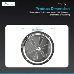 Marine City 5” Round Butterfly Vent–304 Stainless Steel Center Knob Shutter Vent