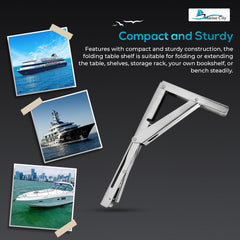 Marine City 304 Stainless Steel Table Bracket – 12” Folding Shelf Bracket