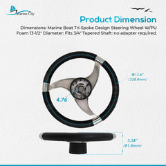 Marine City Tri-Spoke Steering Wheel, Stainless Steel, 13-1/2
