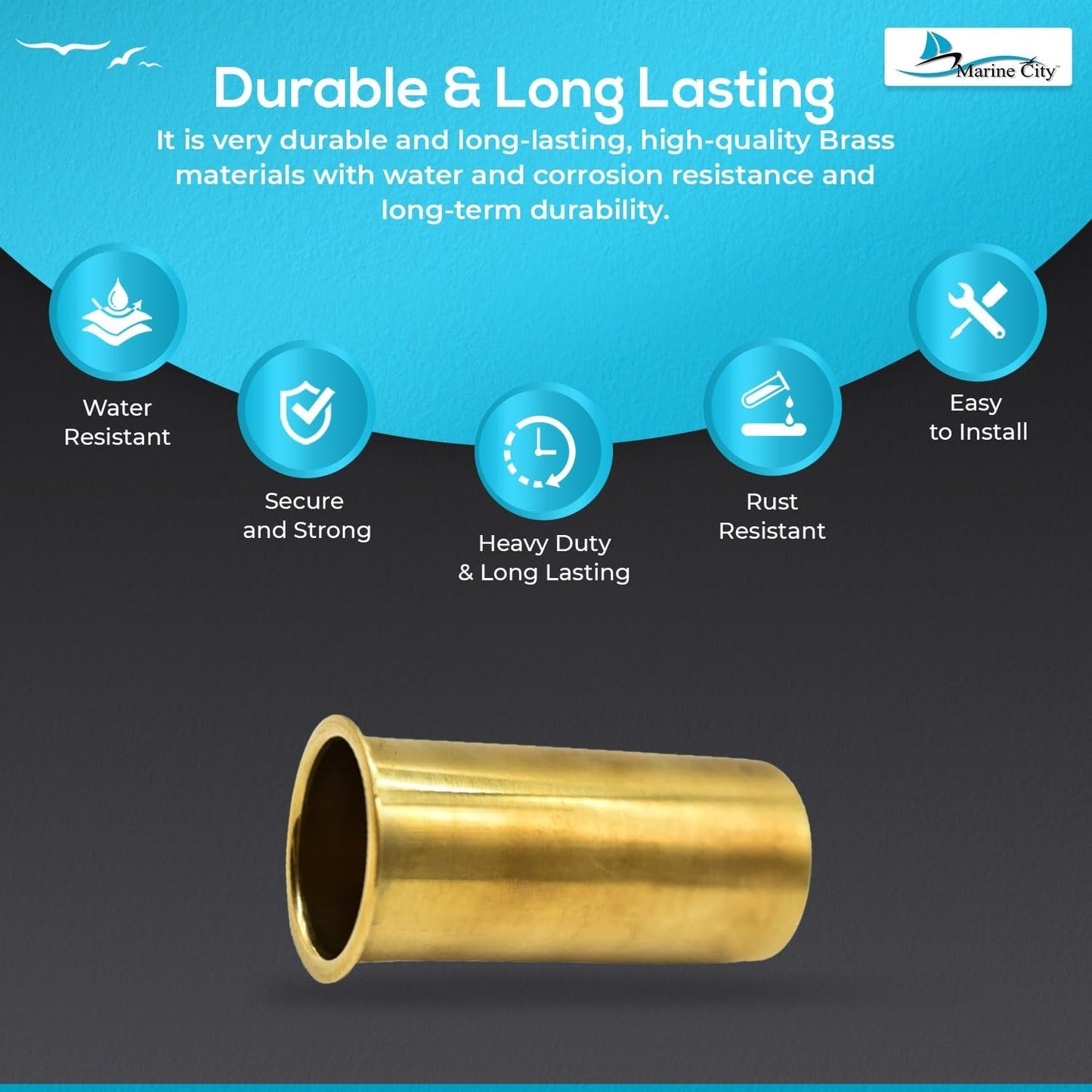 Marine City Brass Drain Tube – Corrosion-Resistant, Smooth & Functional, 3” x 1” Marine City Hardware
