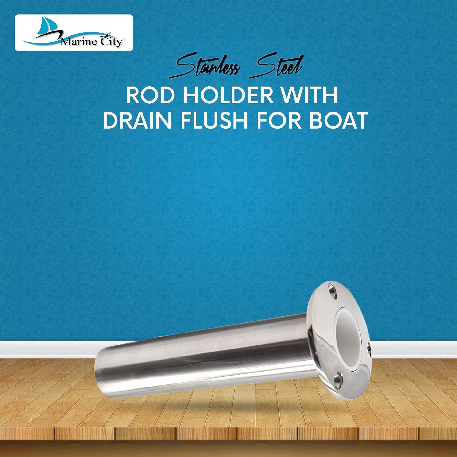 Marine City Stainless Steel Flush-Mount Fishing Rod Holder with Drain (2 Pcs) Marine City