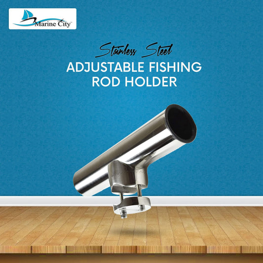 MARINE CITY 316 Stainless Steel Adjustable Clamp On Fishing Rod Holder 1”–1-1/4”
