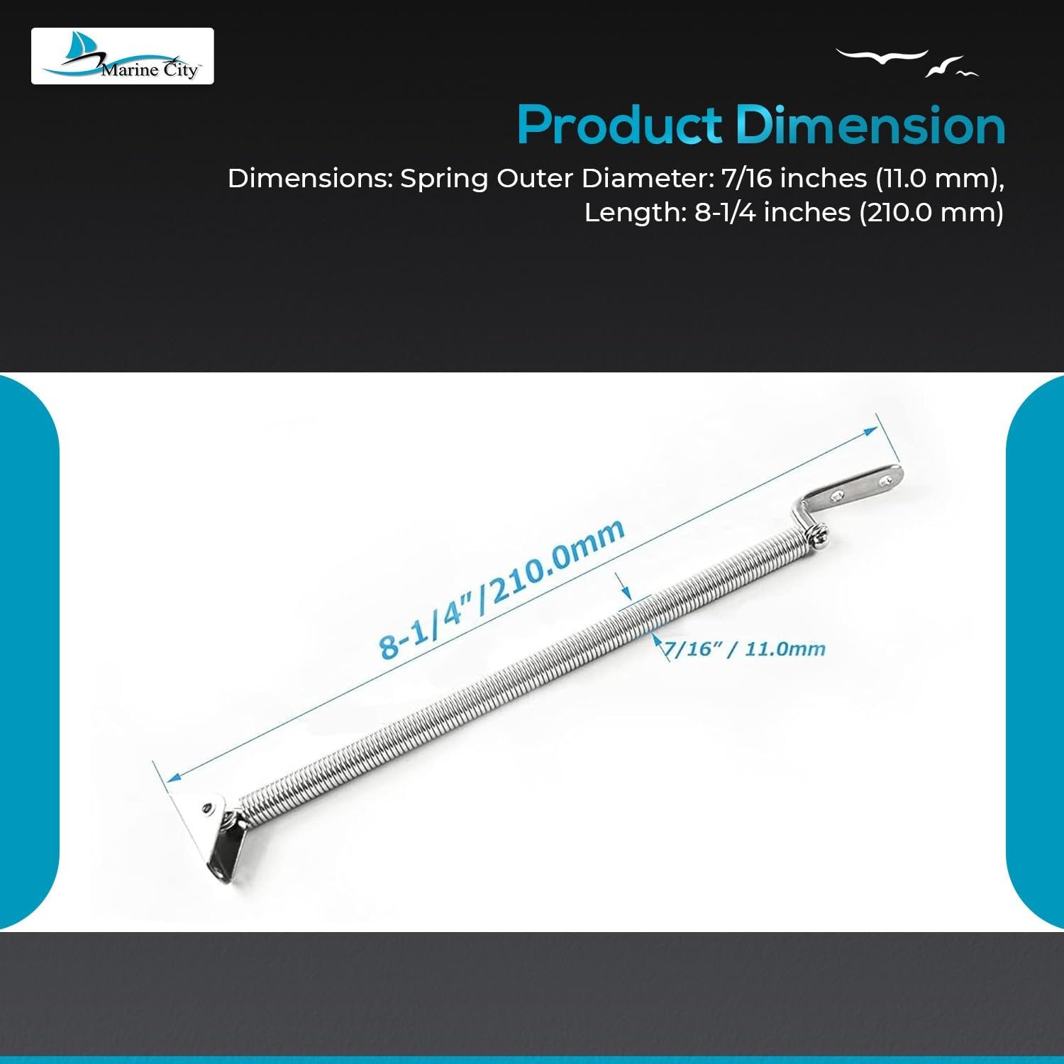 Marine City 8-1/4" Hatch Spring Adjuster–Stainless Steel, U-Bolt & L-Shape Plate Marine City