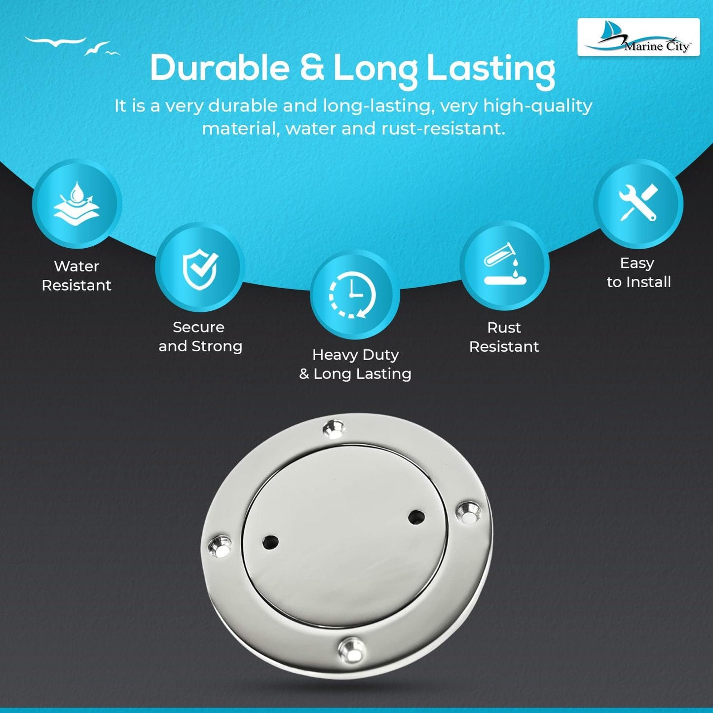 Marine City 4 inches Round 316 Stainless Steel Inspection Deck Plate for Boat