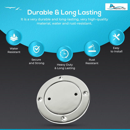 Marine City 4 inches Round 316 Stainless Steel Inspection Deck Plate for Boat