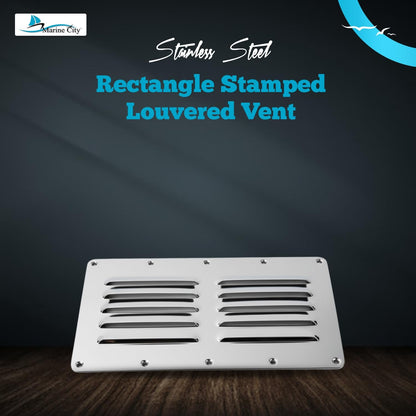Marine City 304 Stainless Steel Rectangle Stamped Louvered Vent – (Pack of 2) Marine City Hardware