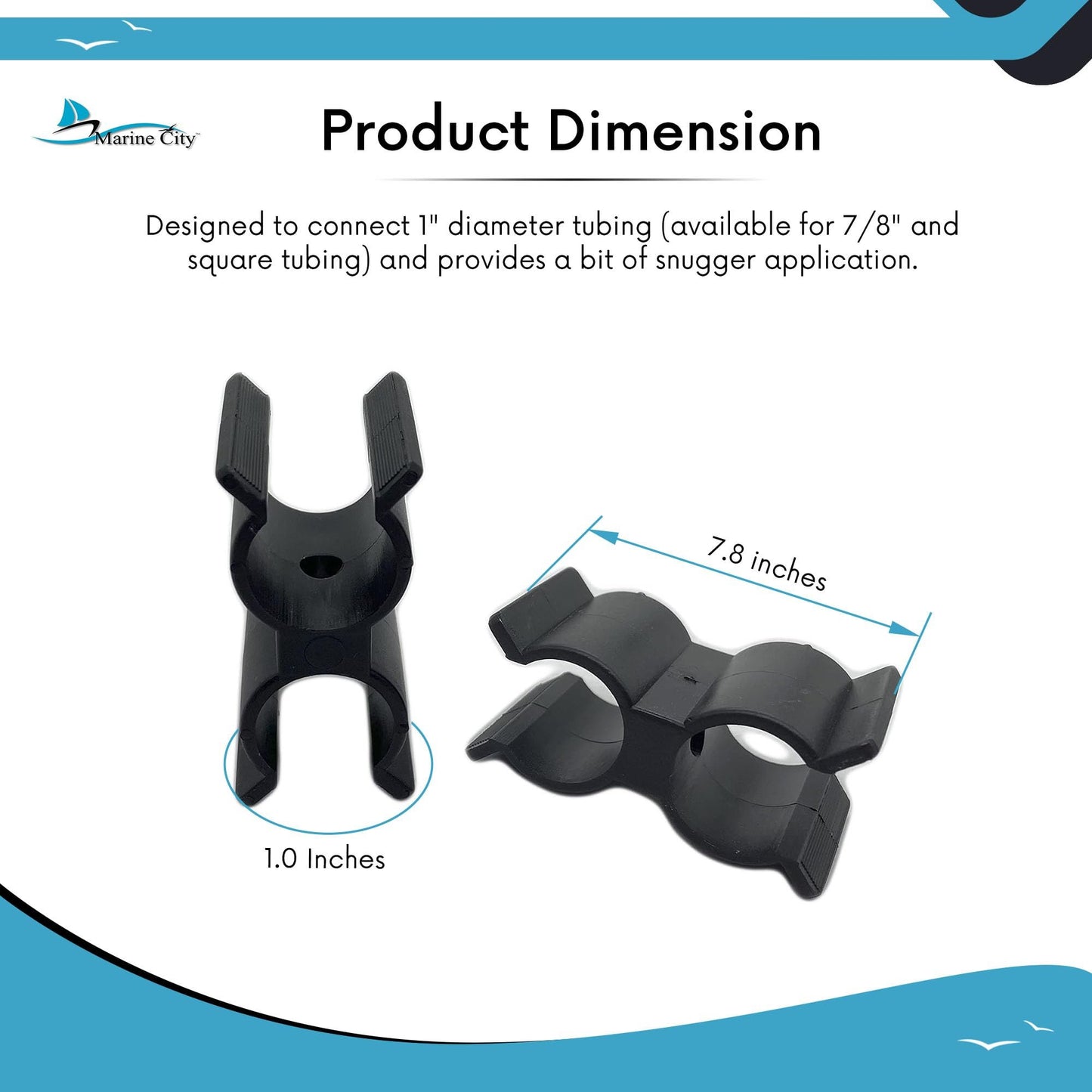 Marine City Black Nylon Bimini Pole & Ladder Clips – 7/8"-1" Tubing (Pack of 2)