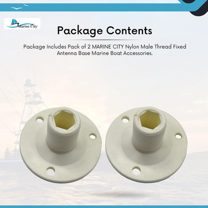 Marine City Thread Fixed Antenna Base Nylon Injection Molded (Pack of 2)