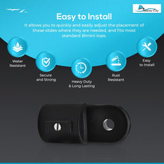 Marine City Bimini Top Boat Jaw Slides – Black Nylon Outside Eye End (2 Pcs)