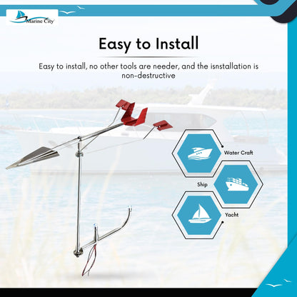 Marine City 304 Stainless Steel Wind Direction Indicator Light – LED Holder