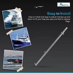 Marine City Enchufe de montaje con resorte de acero inoxidable y mástil de bandera de 30 pulgadas para bandera de 12 pulgadas x 18 pulgadas