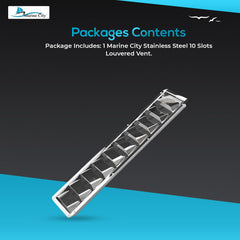 Marine City 10 Slot Louvered Vent – 304 Grade Stainless Steel, Mirror Finish