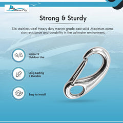 Marine City 316 Stainless-Steel Egg-Shaped Spring Snap Hook 2 Inches