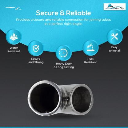 Marine City Stainless Steel 3-Way Tee Connector Hand Rail Fittings– 45°/60°/90° Marine City