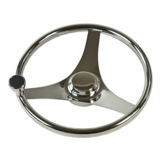 MARINE CITY 3-Spoke Steering Wheel 13-1/2” 304 Stainless Steel, Mirror Polished