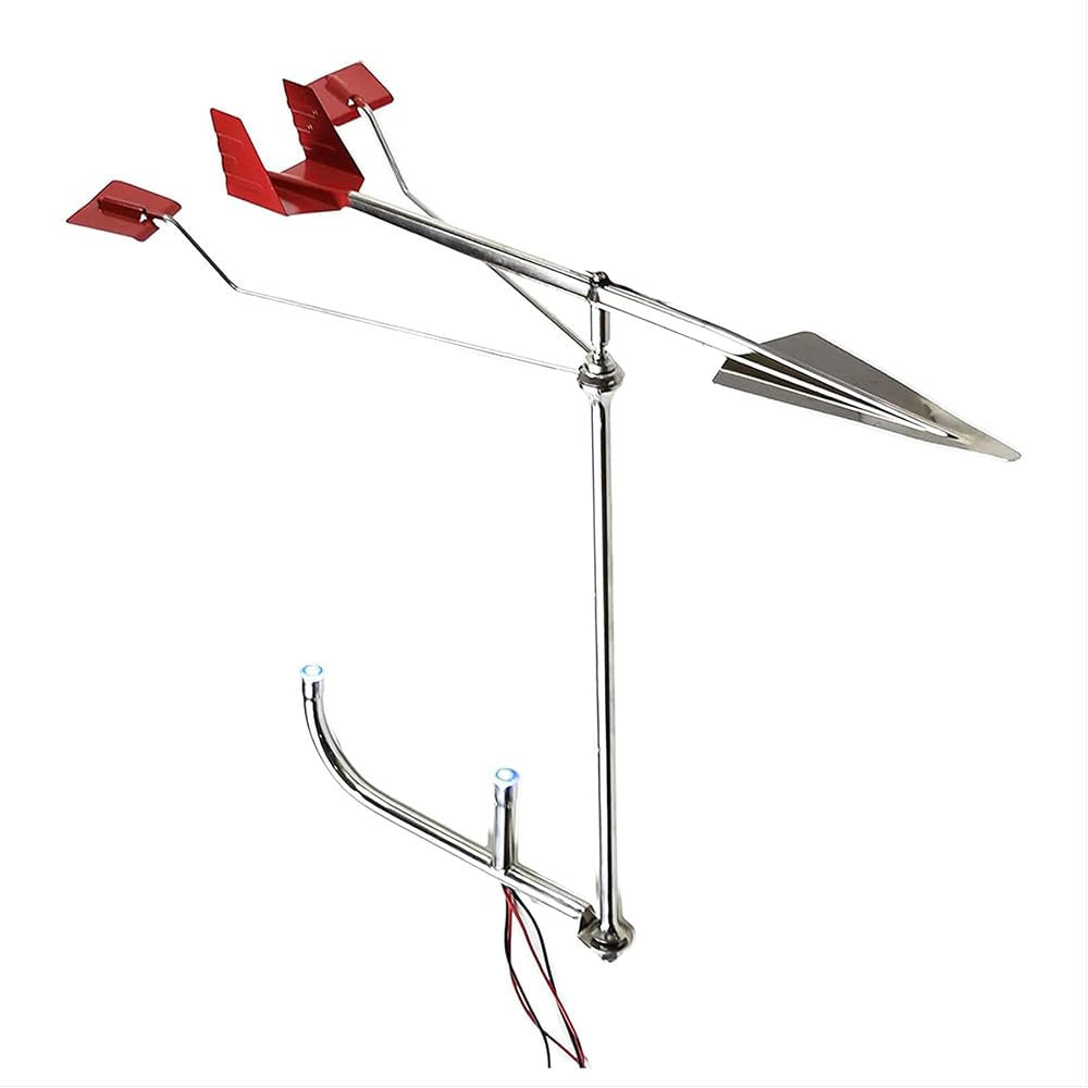 Marine City 316 Indicador de dirección del viento de mástil de velero marino de acero inoxidable 14-1/2" Ambos con luz LED de acero inoxidable para indicador de dirección del viento (MC79751016+MC29931011)