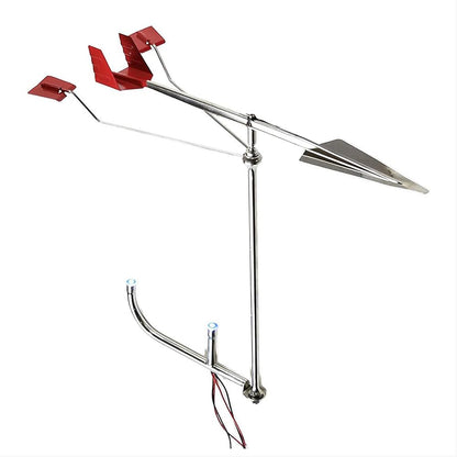 Marine City 316 Indicador de dirección del viento de mástil de velero marino de acero inoxidable 14-1/2" Ambos con luz LED de acero inoxidable para indicador de dirección del viento (MC79751016+MC29931011)