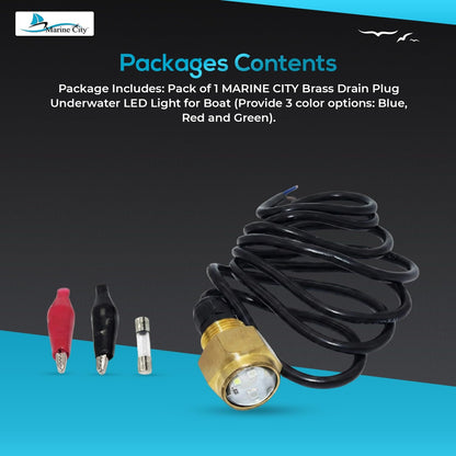 Marine City Brass Drain Multicolor LED Light – Underwater & Corrosion-Resistant