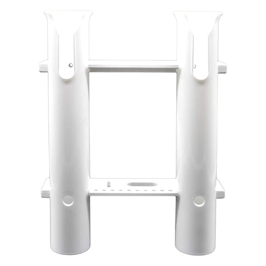 Marine City White Plastic Flush Mount Fishing Rod Holder Rack – 3 Link, 12” Tube