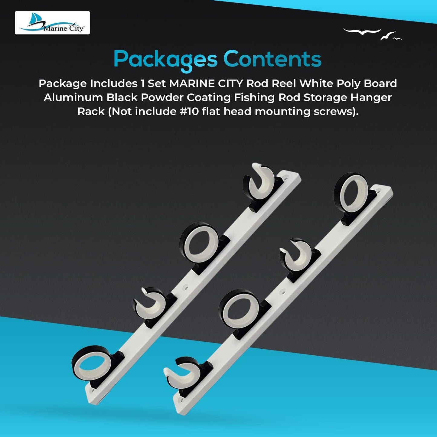 Marine City 4-Rod Reel Fishing Rod Storage Hanger Rack – Aluminum Marine City