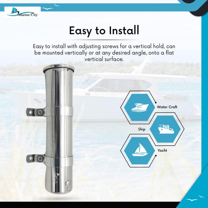 Marine City Adjustable Fishing Rod Holder Stainless Steel Clamp & Fixing Ring