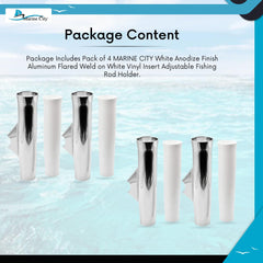Marine City Adjustable Fishing Rod Holder 10” x 1-1/2” Anodized Aluminum (4 Pcs)