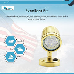 Marine City Brass Swivel Head Cabin Reading LED Light – Adjustable MR16-3W, 12V