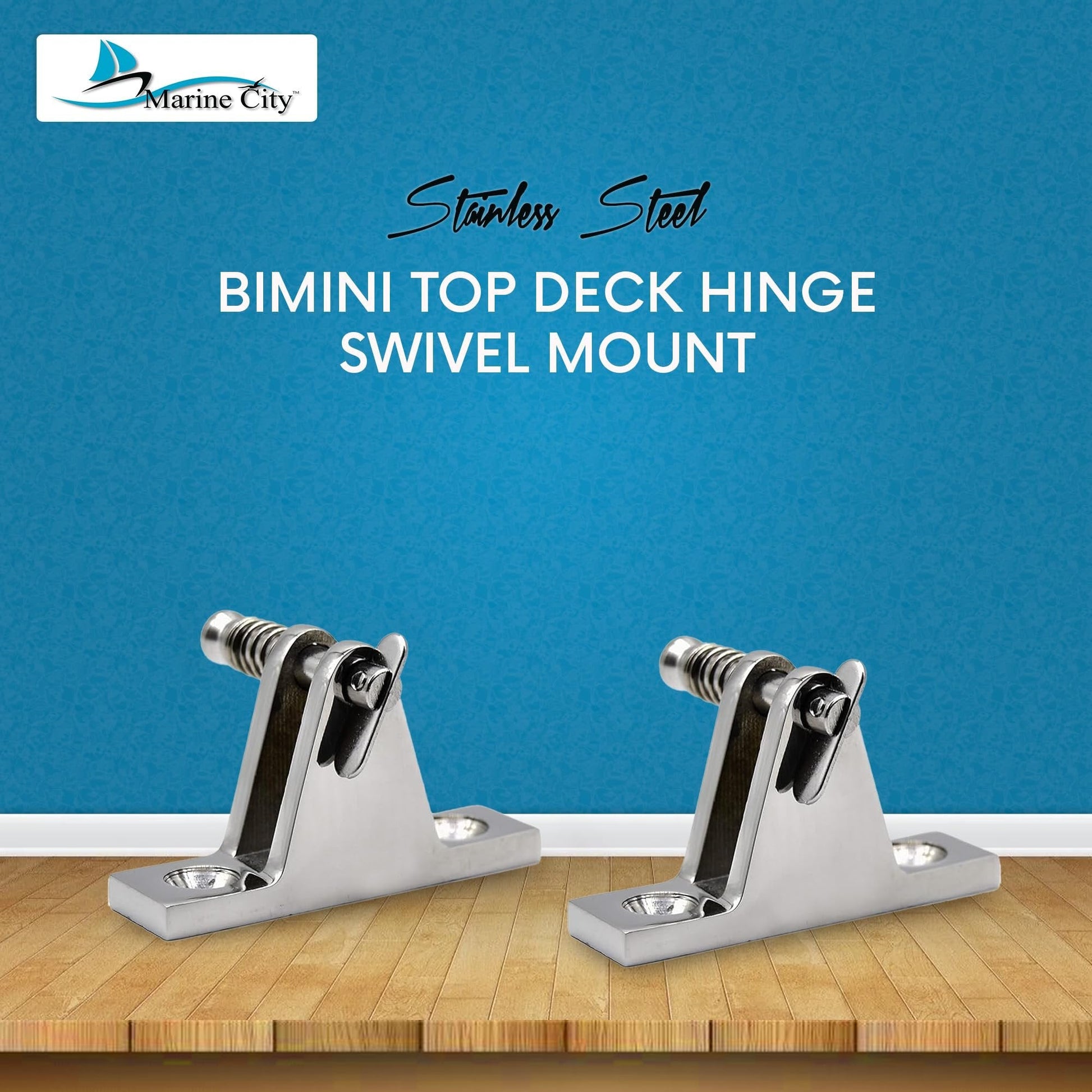 MARINE CITY Stainless Steel Swivel Bimini Top Hinges with Removable Pin (2Pcs) Marine City