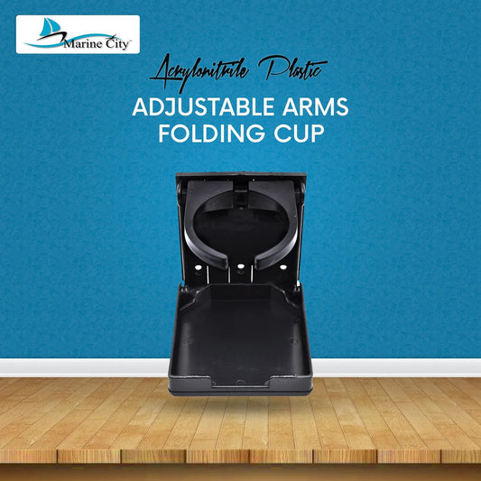 Marine City Black Adjustable Folding Cup Holder – ABS Plastic, 2-3/8” to 3-7/8” Marine City Hardware