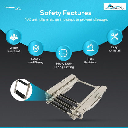 Marine City 4-Step Telescoping Ladder with Retractable Handrail Stainless Steel MARINE CITY