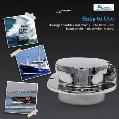 MARINE CITY 316 Stainless Steel Oval Deck Pipe – Spring-Loaded Cover Marine