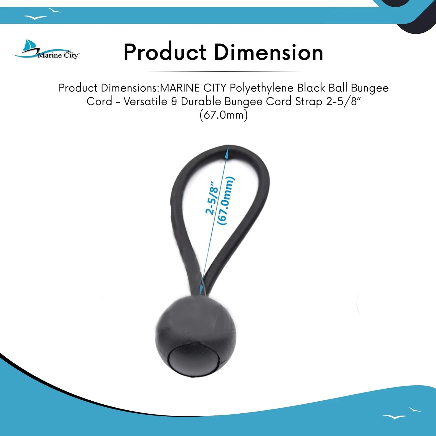 Marine City Polyethylene Black Ball Bungee Cord for 3-Step Telescoping Ladder Marine City Hardware