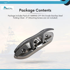 Marine City 6” Folding Cleat – 316 Stainless Steel Heavy Duty Deck Mount