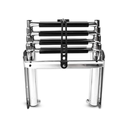 Marine City Escalera de baño telescópica marina de acero inoxidable de 4 escalones y correa de goma