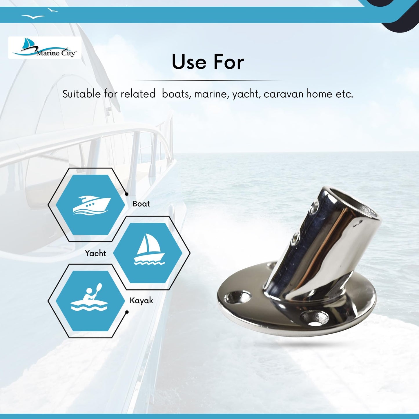 Marine City Heavy Duty Stainless Steel Boat Hand Railing Fittings - Rustproof