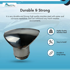 Marine City 3-Inch Rounded Trapezoidal White Cowl Vent – 316 Stainless Steel