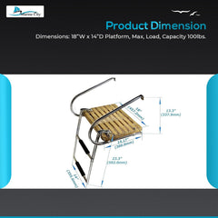 Marine City Stainless Steel 2-Step I/B Swim Teak Platform Ladder – Durable