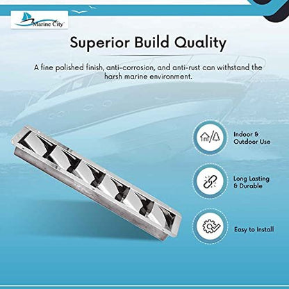 Marine City 6-Slot Louvered Vent – Stainless Steel, Corrosion-Resistant