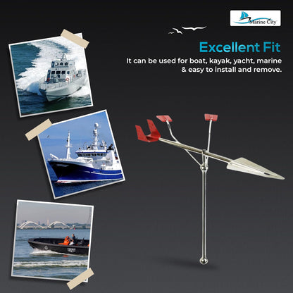 Marine City 316 Indicador de dirección del viento para velero marino de acero inoxidable 14-1/2"