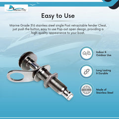 Taco de guardabarros de mesa retráctil de acero inoxidable 304 de grado marino para barco marino, yate, accesorio lateral de barco