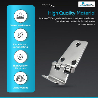 Marine City Stainless Steel Offset Short Side Hinges (2-5/8” × 1-7/16”) (2 Pcs)