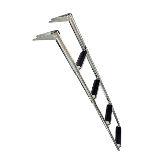 MARINE CITY 4-Step Folding Telescoping Ladder, 304 Stainless Steel Round Tube Boat Boarding Ladder for Swim Platforms & Docks MARINE CITY