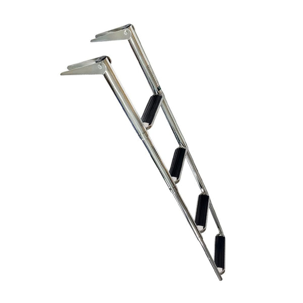 MARINE CITY 4-Step Folding Telescoping Ladder, 304 Stainless Steel Round Tube Boat Boarding Ladder for Swim Platforms & Docks