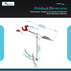 Marine City 14-1/2” Sailboat Wind Indicator Stainless Steel, Corrosion Resistant