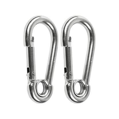 Marine City Carabiner Clip Snap Hook with Ring, 3-1/8” Stainless Steel (2 Pcs)