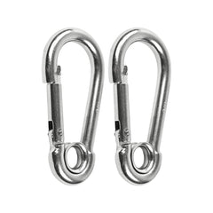 Marine City Carabiner Clip Snap Hook with Ring, 3-1/8” Stainless Steel (2 Pcs)