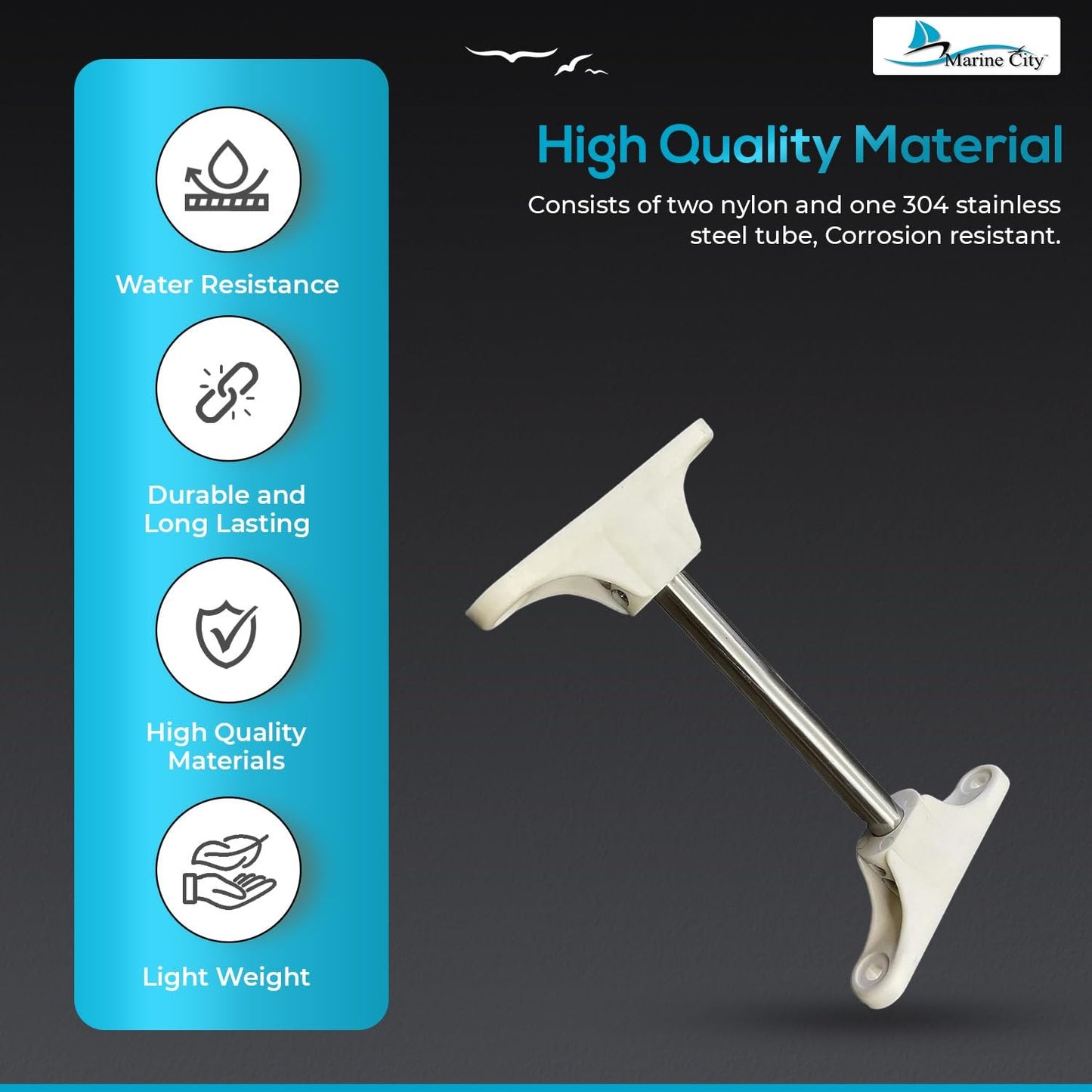 Marine City Adjustable Stand-off Extension, Stainless Steel Tube with Nylon Base MARINE CITY