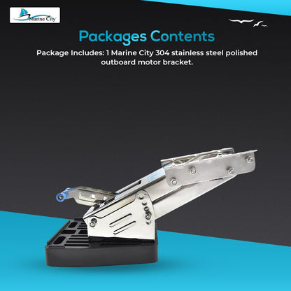 Marine City 304 Stainless Steel Outboard Motor Bracket – Up to 20 HP, Heavy Duty Marine City