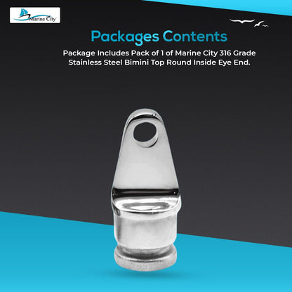 Marine City 316 Acero inoxidable 7/8" extremo de ojo interior redondo para Bimini Top (1 unidad) 